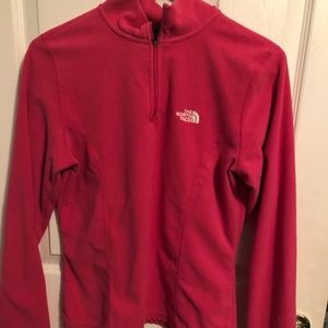 Hot pink North Face pullover fleece